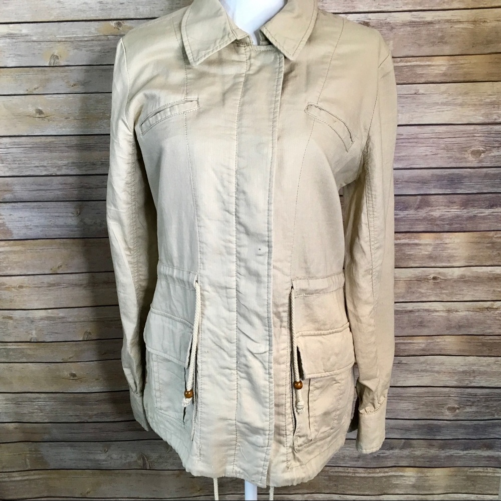 Lucky Brand Zip Front Safari Style Tan Jacket